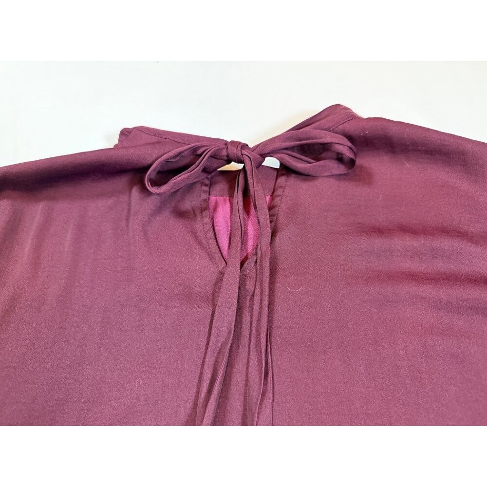 Ann Taylor Loft Outlet Maroon Open Back Tie Sleeveless Blouse L (GG227)